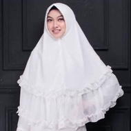 Jilbab Syari Putih / Khimar Syari Bahan Ceruty
