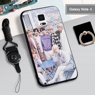 BTS Bangtan Boys Soft Case for Samsung Galaxy Note 4 Phone Cover with Ring Holder &amp; Rope