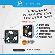 SHARP/HITACHI REFRIGERATOR DC FAN MOTOR (4 WIRE) - 125MM X 125MM DC12V 0.22A 12537JE-12Q-BU