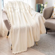 Air Conditioner Nap Sofa Light Blanket Room Luxury Thickened Bedroom Blanket Cover Striped Red Nordi