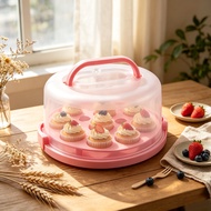 Ready Stock 5Pcs 8/10 Inch Clear Cake Carrier Set with Handle Reusable Portable Cake Box with Insula