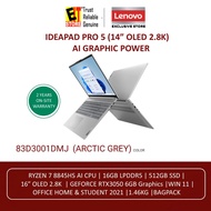 Lenovo Laptop IdeaPad 5 IP5 Pro AI (RYZEN 7-8845HS/16GB/512B/6GB RTX3050/14 OLED 2.8K/OFF H&S/W11/Ba