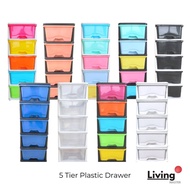 Modern 5 Tier Transparent &amp; Mix Color Plastic Drawer Cabinet Plastic Storage Organizer Plastic Cabinet Ready Stock