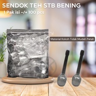 BK888 Clear Jelly Pudding Spoons STB Clear Ice Cream Spoons, 100 Pieces, High Quality