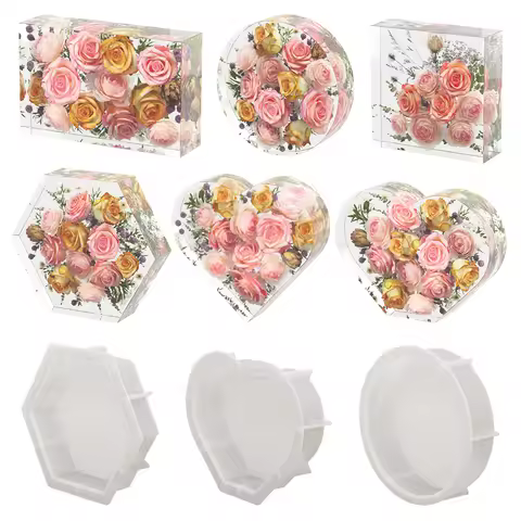 SZ064 Geometric Large Cube Resin Silicone Molds DIY Heart Rectangle Mirror Crystal Epoxy Casting Mak