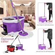 IKAYAA Hands-free Stainless Steel 360°Rolling Spin Mop &amp;amp  Bucket Set Foot Pedal Rotating Self-Wri