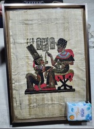 埃及莎草畫 裝飾畫/玫瑰金色畫框全新