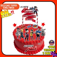 [CUSTOM NAME] Happy Birthday Cake Topper Ejen Ali Decoration Set Party Accessories Banner Hiasan Kek
