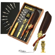 Quill Pen Ink Set Vintage Calligraphy Feather Pen For Writing Feather Pen Ink Set Includes Feather D