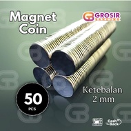 [Contents 50] Neodymium Iron Magnet 2 mm Thick Strong Round Coin Button Chrome Ndfeb N50 - Large