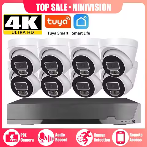 8MP 4K 8CH POE NVR Day Night Vision Security IP Camera System CCTV Video Record Outdoor Human Audio 