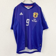 2000 年代古著adidas日本國家足球隊短袖 T 卹，藍色，L 碼（二手服裝）