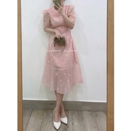 She9999 D280 - ORANGE PINK EMBROIDERED SILK DRESS