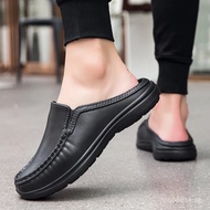 Half Slippers For Men Driving Shoes Non-slip Chef Shoes Men's Leather Shoes EVA Shoes Size 39-46 Siz