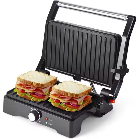 Panini Press Grill Sandwich Maker, Large Electric 3 in 1 Panini Sandwich Maker Grill, Open 180 Degre