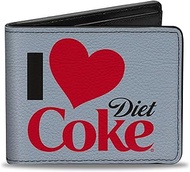 Coca-Cola Wallet, Bifold, I Heart Diet Coke Text White Black Red, Vegan Leather
