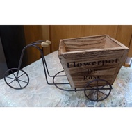 Wrought Iron Solid Wood Bicycle Flower Container Pastoral Gardening Decoration Modeling Pen Holder R