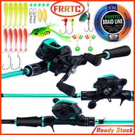 Malaysia Stock FRRTC Fishing Set Batang Pancing Set 2 Section Casting Fishing Rod and 18+1 Metal Fis