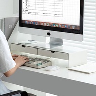 日本霜山 碳鋼製雙格抽屜電腦螢幕架-多色可選