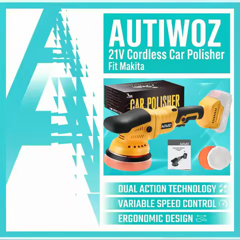 AUTIWOZ 21V Cordless Car Polisher 6-Speed Dual Action Waxing Tool Fit Makita 18V/20V/21V Battery for