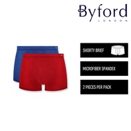 Byford Seluar Dalam Lelaki | (2 Pcs) Byford Mens Microfiber Spandex Shorty Brief Underwear Assorted 
