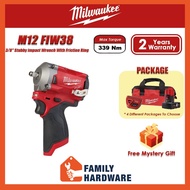 MILWAUKEE M12 FIW38 FUEL™ 3/8" Stubby Cordless Impact Wrench With Friction Ring 339Nm M12FIW38