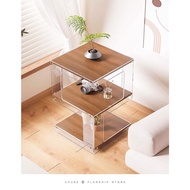 Acrylic wood corner table Minimalist room table 3-tier storage rack
