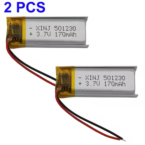 2Pcs 3.7V 170mAh 0.629Wh Replacement Rechargeable Li Lipo Battery 501230 For GPS Pen Sat Nav Bluetoo