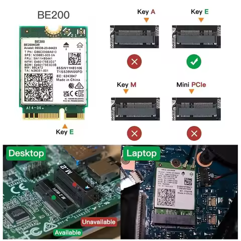 L93A-WIFI 7 BE200 BE200NGW Wifi Card+Antenna Accessories BT 5.4 802.11AX Tri-Band M.2 NGFF Wireless 