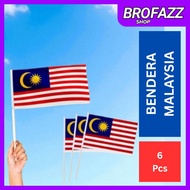 MALAYSIA Flag Bendera Malaysia Stick Bendera Tangan 6 Pcs 14cm x 28cm