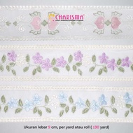 Charisma FR JZ Embroidered Lace - Embroidered Center Lace 9cm Wide/ Price Per Yard (90 cm)