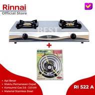 Kompor Gas Rinnai RI 522A Kompor 3 Tungku Api Lilin Stainless Steel Kompor Grill Plate Rinnai RI522A RI 522 A