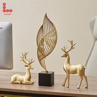 Lovoski 2x Elk Deer Statues Animal Sculptures Tabletop Centerpieces Ornaments Elk Deer Figurines Res