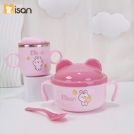 Combo ăn dặm giữ nhiệt gồm 1 cốc và 1 bát lõi inox kèm thìa ăn dặm dành cho bé (tặng kèm 01 khay mây