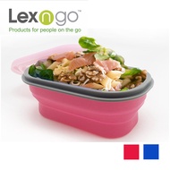 Lexngo - 矽膠蓋可摺疊餐盒-粉色 (小)-11.5x19x7cm