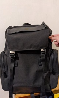 [全新] 法國Promax黑色帆布真皮 後背旅行包（ 15”筆電可）