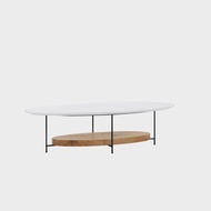 Black Coffee Table Double Layered Oval Shaped Nordic Modern Minimalist Small Household Wooden Rock S