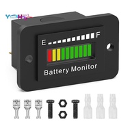 12V 24V 36V 48V 60V 72V LED Battery Monitor Gauge Battery  Gauge Indicator Black