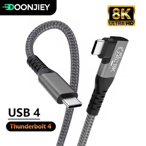 Thunderbolt 4 USB4 90 degree Type C Cable 40Gbps USB4 Elbow USB C to Type-c Data Transfer Cable PD 2