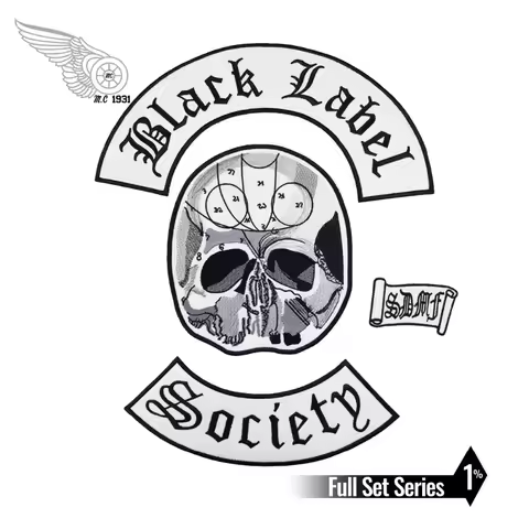 Black Label Society Patch Biker Back for Mens Vest Clothing Skull Head Rocker Patches Rock and Punk 