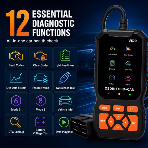 V520 OBD2 Scanner Car Engine Fault Code Reader DTC Clear Tool Real-Time Data Stream I/M Readiness Mo