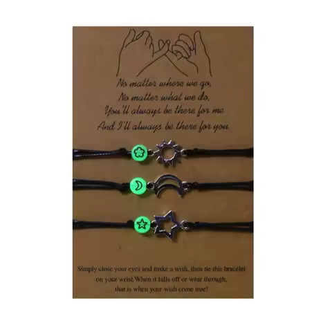 Moon Sun Star Luminous Bead Bracelet Relationship Woven Bracelets Adjustable Friendship Jewelry for 