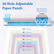 30-Hole Adjustable Paper Punch for Discbound Notebooks - Portable Multi-Size Punch for A4/B5/A5/A6/B