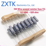 NEW CHIP 10PCS 5W Wire wound resistor fuse 5% 0.1R - 820R 0.5R/1R/4.7R/5.1R/10R/39R/47R/100R/220R/30