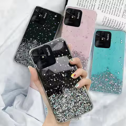Glitter Phone Case For redmi 10C 10 C10 C10 redmi10C Back cover CAPA Bling Glitter Phone Case For xi
