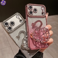 Advanced Diamond Gradient Glitter Swan Bracket Phone Casing for IPhone 17 16 15 14 Plus 13 Pro Max T