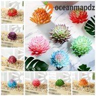 OCEANMAPDZ 2pcs Fake Succulent Flocking Plants, Handmade DIY Artificial Succulent Plants, Micro Land
