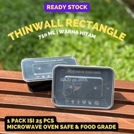 Thinwall Rectangle 750ml Black Food Grade Heat Resistant | Rectangular Food Container