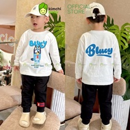KIMCHIBABY Long Sleeve Set for Boys 190gsm High Quality Cotton Fabric with Bluey Pattern, Autumn and