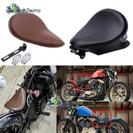 Motorcycle Flame PU Leather Driver Solo Seat+3" Spring Bracket For Harley Sportster Bobber Chopper 8